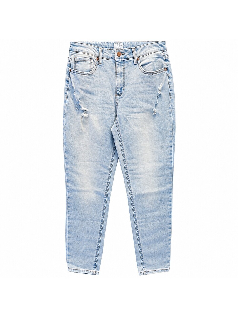 Time and Tru Women's Light Wash Distressed Denim Jeans Size 10 Regular